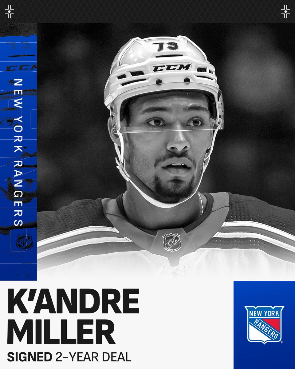 MAJOR KEY ALERT 🔑 

<a href="/kandre_miller/">K'Andre Miller</a> has inked a two-year extension with the <a href="/NYRangers/">New York Rangers</a>! 🗽