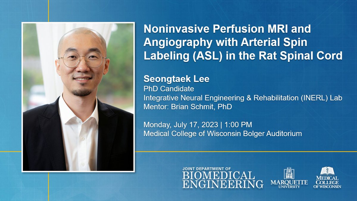 MU_MCW_BME's tweet photo. #DefenseAnnouncement - Our #JointDepartment sends its sincerest #Congratulations to Seongtaek Lee, who will defend his dissertation on Monday, July 17! https://t.co/7sSQFuZbx5