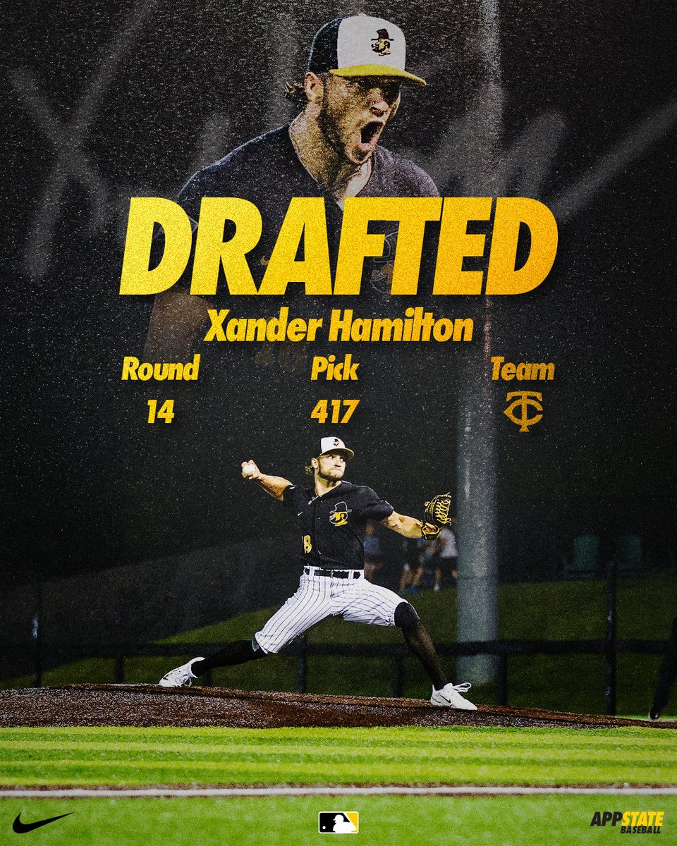 App State Baseball (@appbaseball) on Twitter photo Xander Hamilton has been drafted by the <a href="/Twins/">Minnesota Twins</a>!
📰 goapp.st/HamiltonDrafted
#TIGMA Xander Hamilton has been drafted by the <a href="/Twins/">Minnesota Twins</a>!
📰 goapp.st/HamiltonDrafted
#TIGMA
