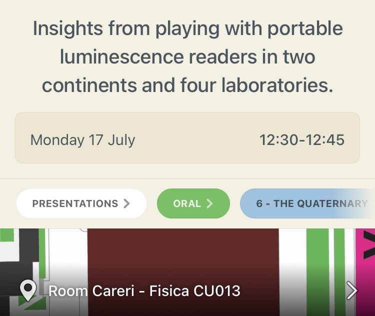 AbiStone's tweet image. And Mon 17th at #INQUARoma2023 includes S58 on #luminescencedating 

Where I’m talking:
  
at 12.30 
  
room Careri in Fisica building

about
#portableluminescencereaders as applied to #dryland sediments within the key geoproxies of dunes and lake shorelines…