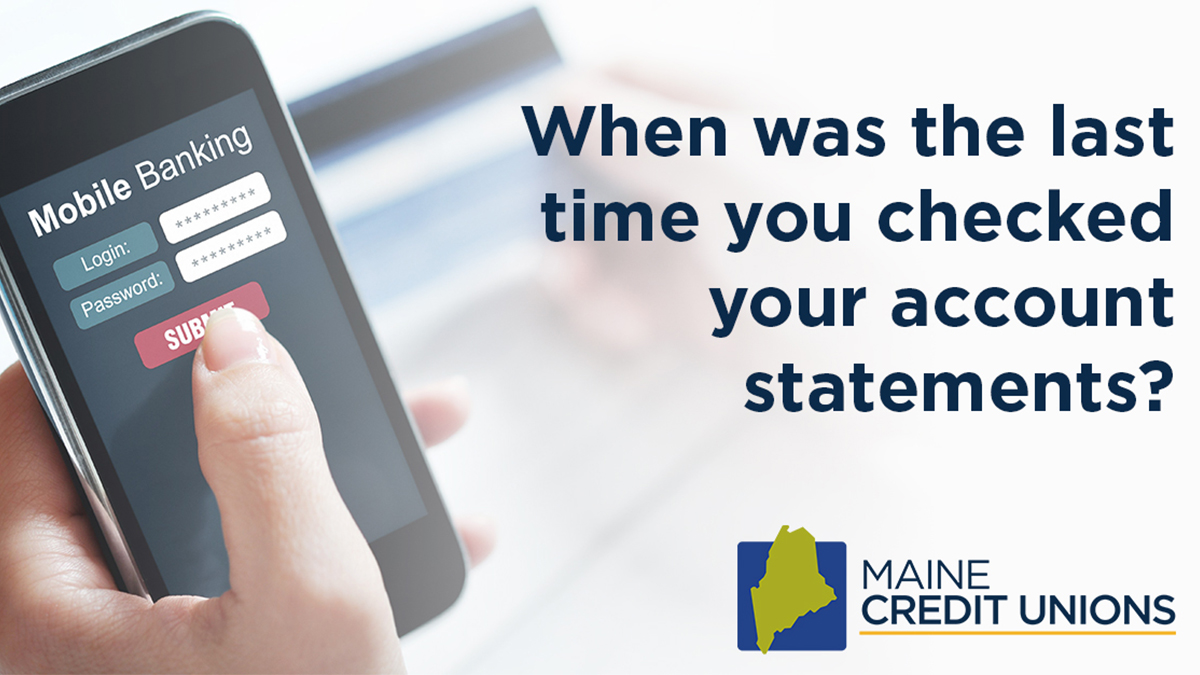 MECreditUnions's tweet photo. When was the last time you checked your statements or transaction history? Doing routine checks can help you quickly spot fraudulent charges and take action to recover your money. https://t.co/usFMQmY0wH