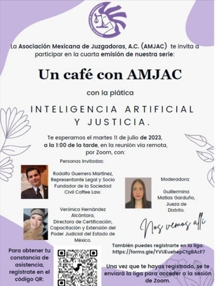 Iniciando nuestra charla un Café con AMJAC con el tema ' INTELIGENCIA ARTIFICIAL Y JUSTICIA' No te la pierdas!!!