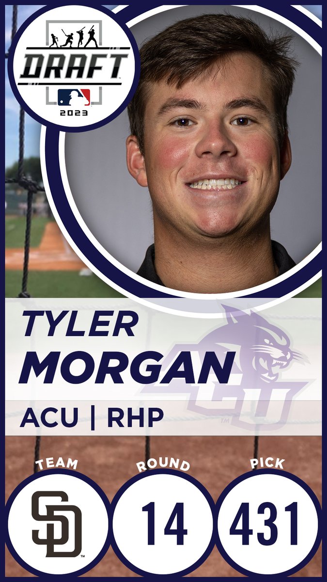 The Western Athletic Conference (@wacsports) on Twitter photo Congratulations to <a href="/ACU_Baseball/">ACU Baseball</a>'s Tyler Morgan, the 431st overall pick (Round 14) of the 2023 MLB Draft to the <a href="/Padres/">San Diego Padres</a>! #WACbsb Congratulations to <a href="/ACU_Baseball/">ACU Baseball</a>'s Tyler Morgan, the 431st overall pick (Round 14) of the 2023 MLB Draft to the <a href="/Padres/">San Diego Padres</a>! #WACbsb