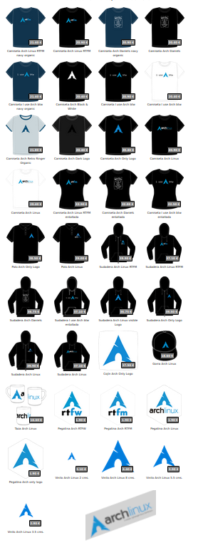 A looooong list: @ArchLinux goodies... on freewear.org/ArchLinux
😀😀