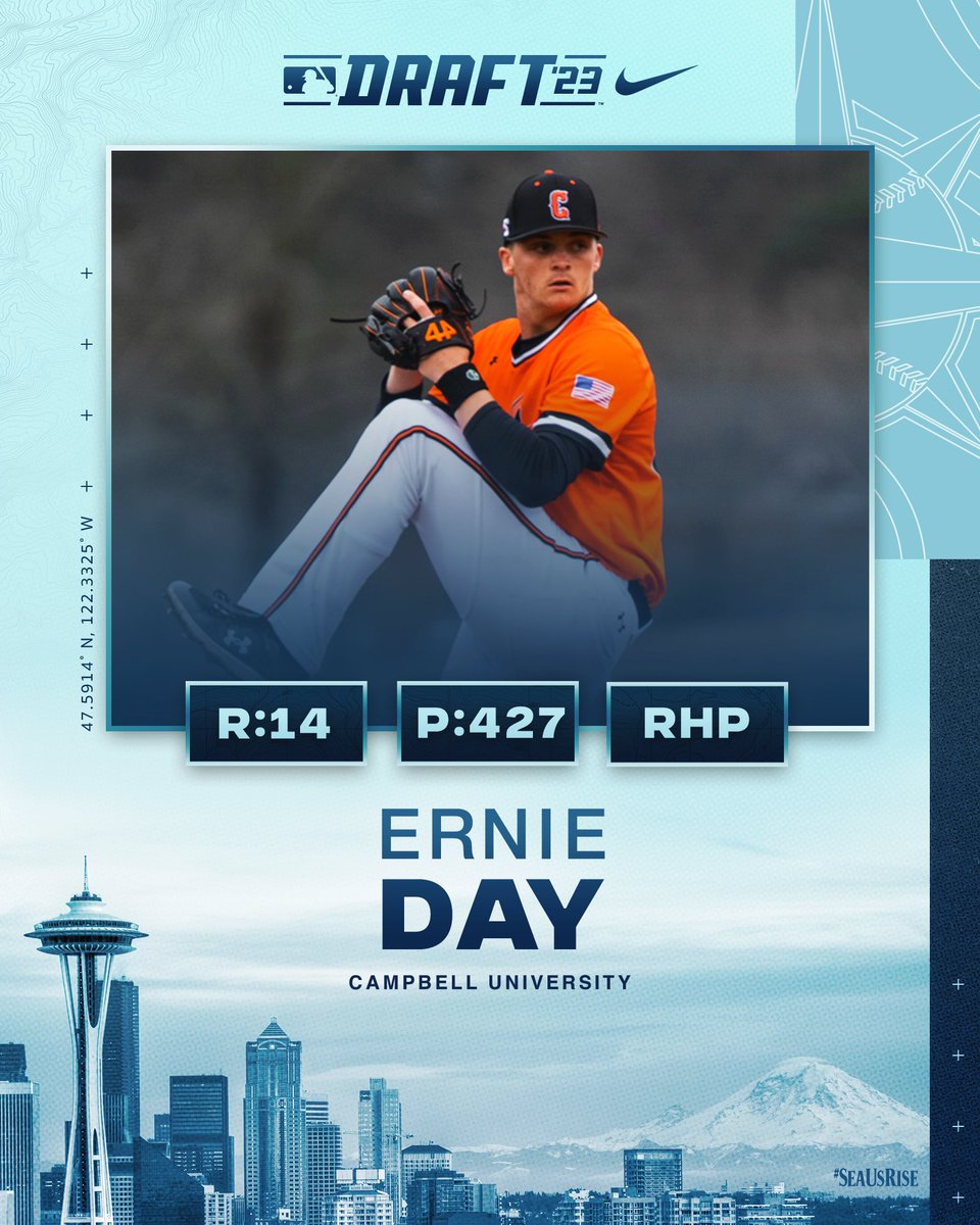 Our next selection in the 2023 #MLBDraft is <a href="/ErnieDay_/">Ernie Day</a>, a RHP from <a href="/GoCamelsBSB/">Campbell Baseball</a>. #SeaUsRise