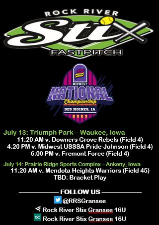 We are back in action July 13 - 16, 2023 at the USSSA Midwest National Championship in Des Moines, Iowa. Come check us out. #OneTeamAllIn
<a href="/tiannakostroski/">Tianna Kostroski</a>, <a href="/kt_brisk/">Katie Brisk</a>, <a href="/Samanth98395440/">Samantha Schultz</a>, <a href="/Savannahoneal25/">Savannah O’Neal</a>, <a href="/ReeseKoepke/">Reese Koepke</a>, <a href="/falynkrahn/">Falyn Krahn</a>, <a href="/kaylee2006jj/">kaylee</a>