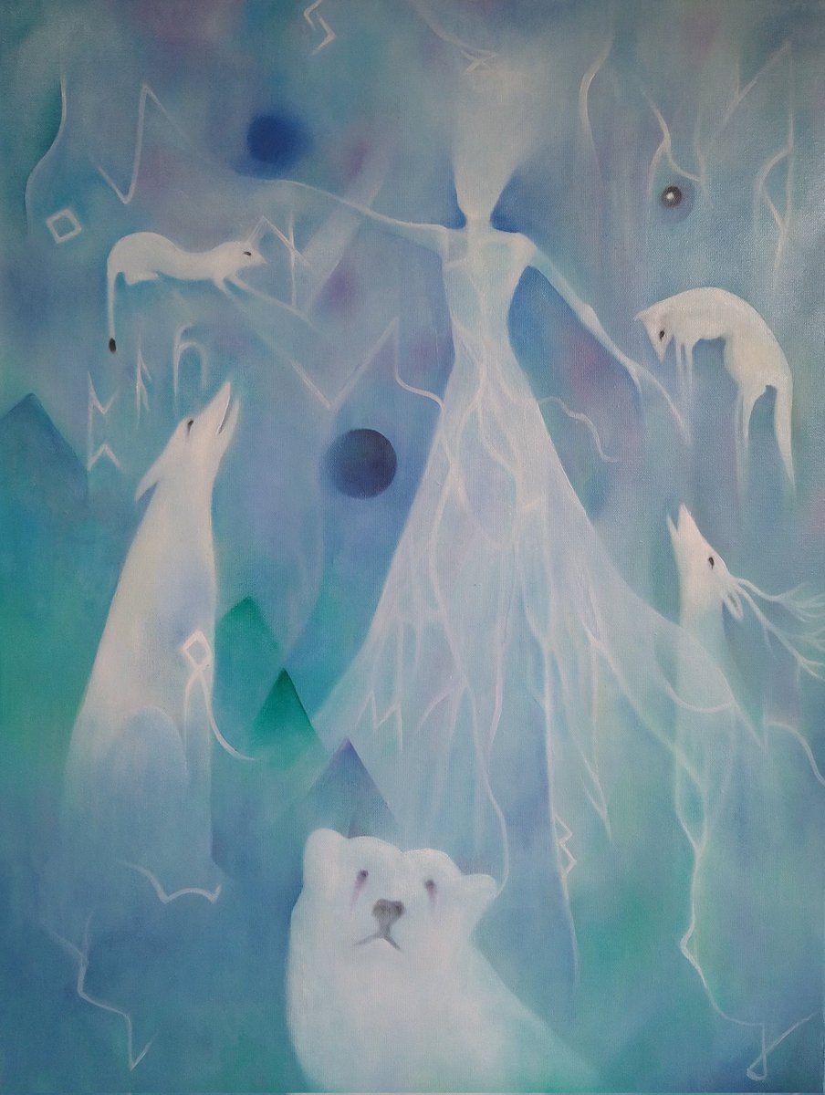 Susancavaliere's tweet photo. Ice Queen and the Runes.#Nordic, #Runestones #mythology #articanimals #iceflow #ClimateCrisis https://t.co/qexVzeHIzy
