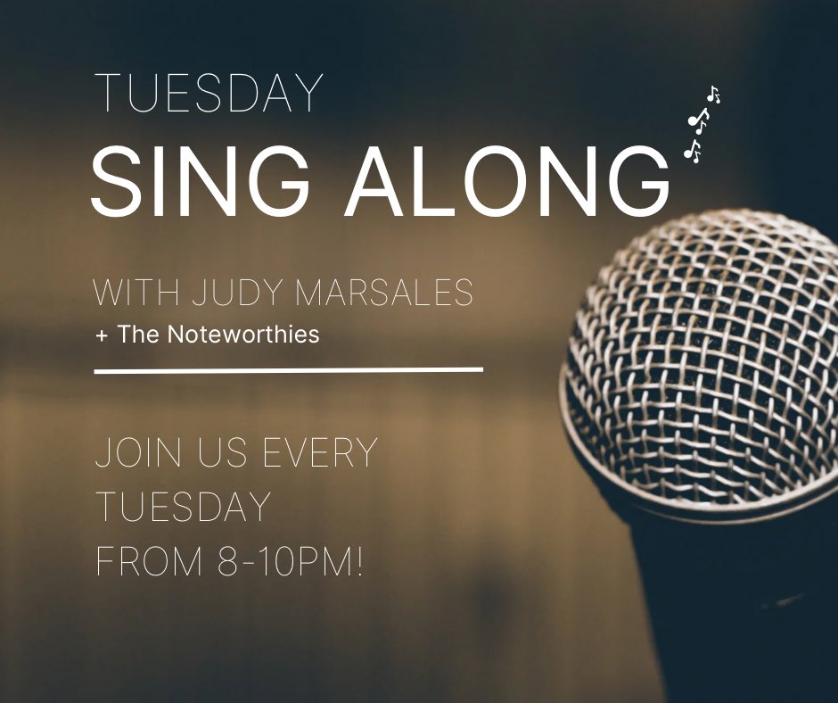 🎶TUESDAY🎶
Customer Appreciation 3-6pm

🍺 $6 pints (Bud, Bud Light, Michelob Ultra, PBR, Ancaster Plus)
🍷 All well spirits 5oz House Red + White

🎶 SING ALONG with Judy Marsales + The Noteworthies 8-10pm

🍺$7 Craft Pints 
🍔30% OFF BURGERS!

#ancaster #pubfiction #singalong