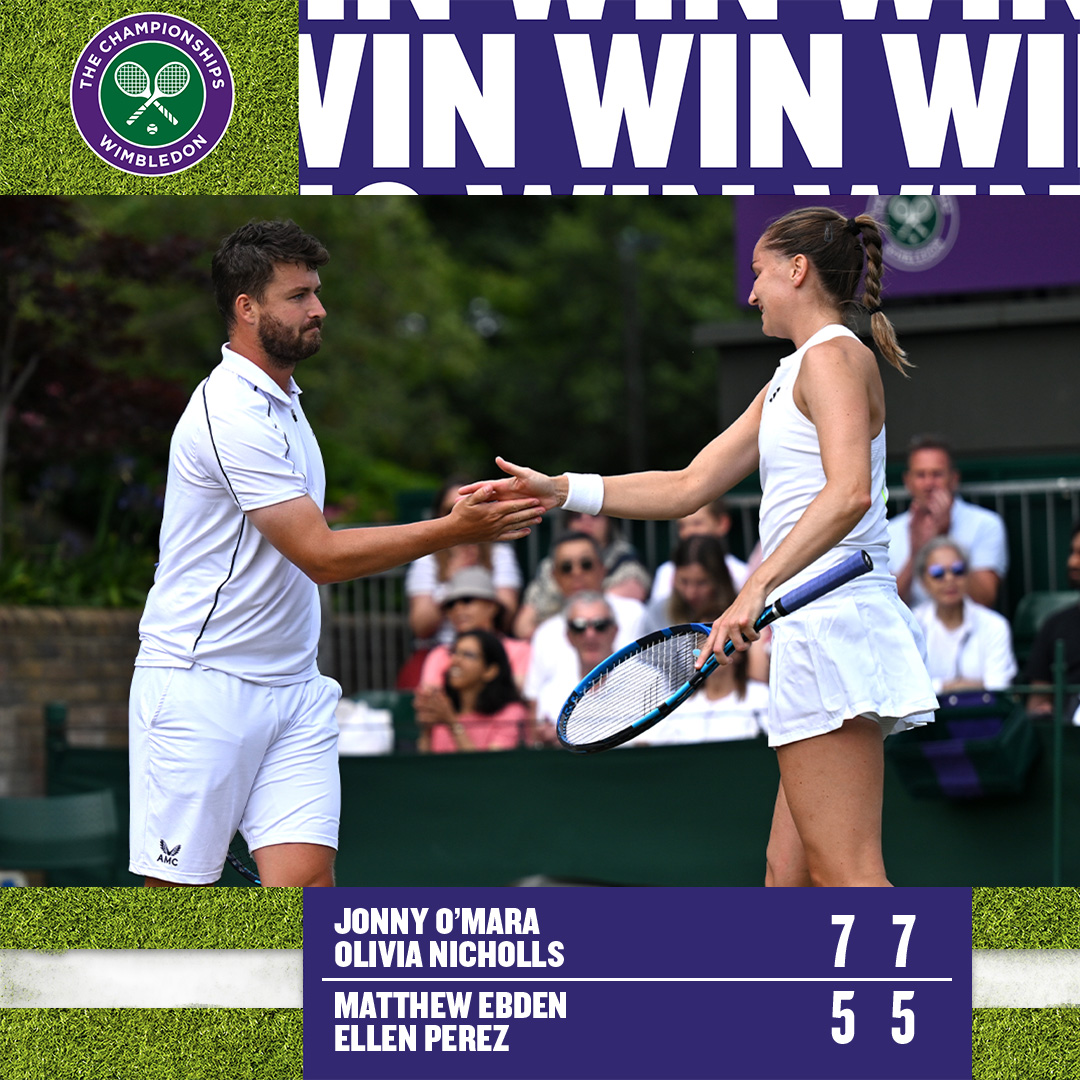 Charging into the @Wimbledon 𝐒𝐄𝐌𝐈-𝐅𝐈𝐍𝐀𝐋𝐒 🔥 Another superb win for @Jonny_OMara & @OliviaNicholls in SW19! #BackTheBrits 🇬🇧 | #Wimbledon
