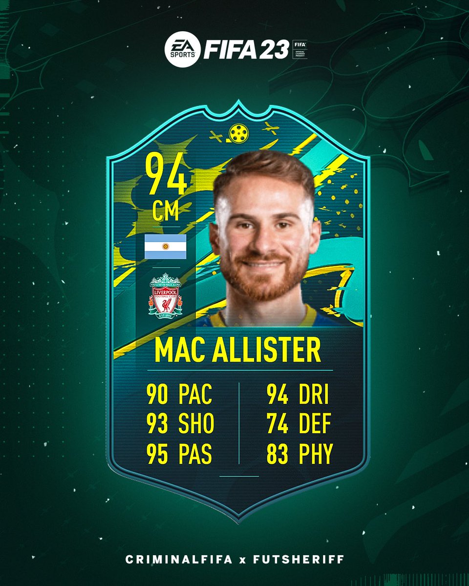 FutSheriff's tweet photo. 🚨Mac Allister 🇦🇷 is coming as MOMENTS SBC soon!

Stats are prediction!

Make sure to follow @FutSheriff and unfollow @Criminal__x cause he is lazy enough to not search for a dynamic👍

#fifa23 https://t.co/cGDmTY2CAe
