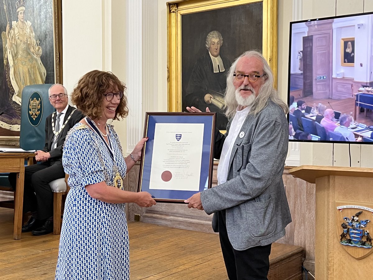 Just listened to the most inspiring speech from Robin Hutchinson (aka ⁦@LordScroley)⁩, newest holder of the Freedom of the Borough. One can see why so many people have followed him over the years in his quest to brighten our Borough. ⁦<a href="/RBKingston/">Kingston Council</a>⁩