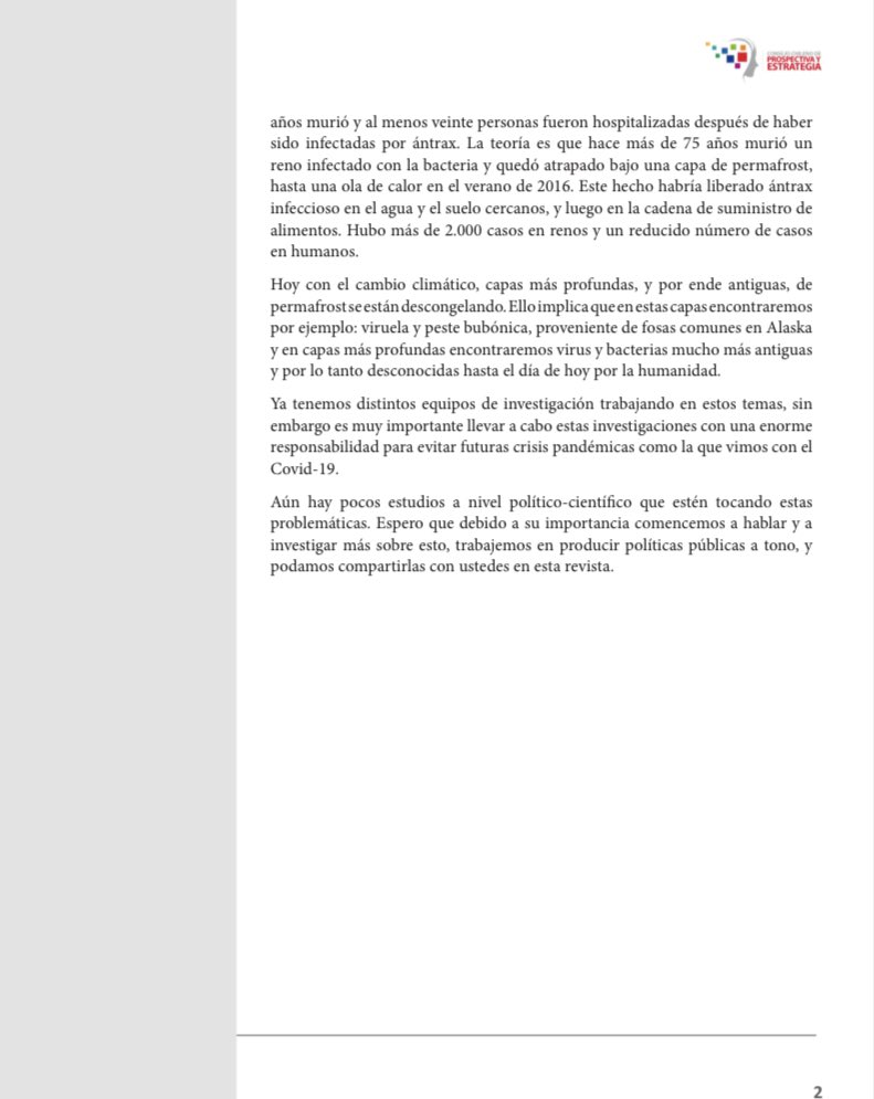 Hola a todos
Les comparto la Revista Prospectiva y Estrategia de este mes del <a href="/ConsejoChPE/">Consejo Chileno de Prospectiva y Estrategia</a> con mi editorial sobre crisis sanitarias asociadas al cambio climático.
Además verán las principales publicaciones sobre el futuro del último mes 👌
mcusercontent.com/d0f4a8e963a181…