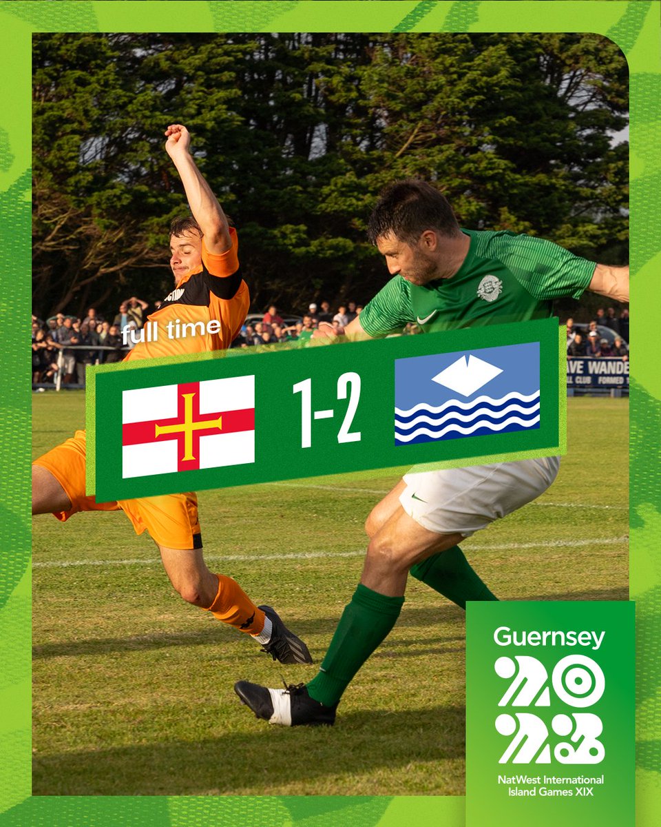 FULL TIME AT THE TRACK
<a href="/Guernsey_2023/">Guernsey2023</a> 

It ends in disappointment at The Track. There will be no medals for Guernsey in the football this year. Guernsey gave a massive effort in the 2nd half but it just wasn't to be.
🇬🇬🟢⚪
