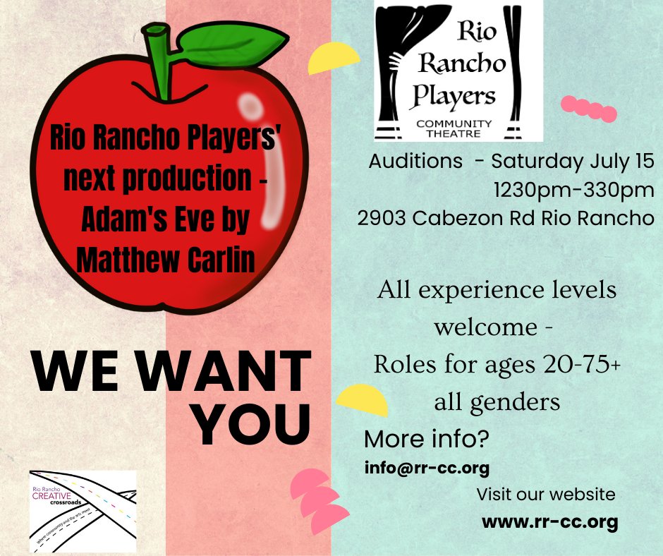 RRPlayers's tweet photo. AUDITIONS THIS SATURDAY - JULY 15, 2023
1230PM-330PM 
All experience levels welcome! https://t.co/EdHtA5pdQ4