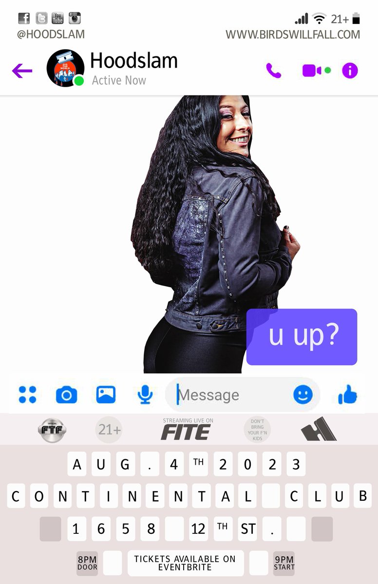 Your phones buzzin~~
August 4th at the #Oakland Continental Club 
8ish doors, 9 show

hoodslam// u up?

Tix on eventbrite
eventbrite.com/o/hoodslam-151…

Quite possibly on FITE + section of @FiteTV

#thisIsReal #dontbringyourfnkids #FTF #GiG #hoodslam