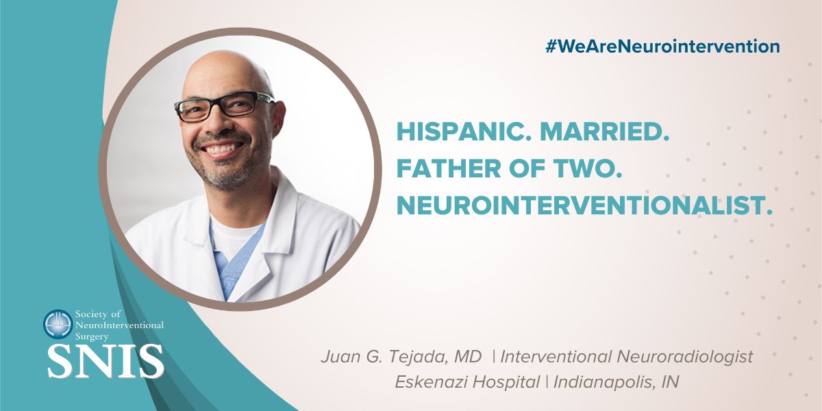 Today the #WeAreNeurointervention campaign is featuring #SNIS member Dr. Juan Tejada, who is the only native Spanish speaking neurointerventionalist in the state of Indiana! His work is helping decrease the gap in #neuroendovascular procedures for the local #Hispanic community.