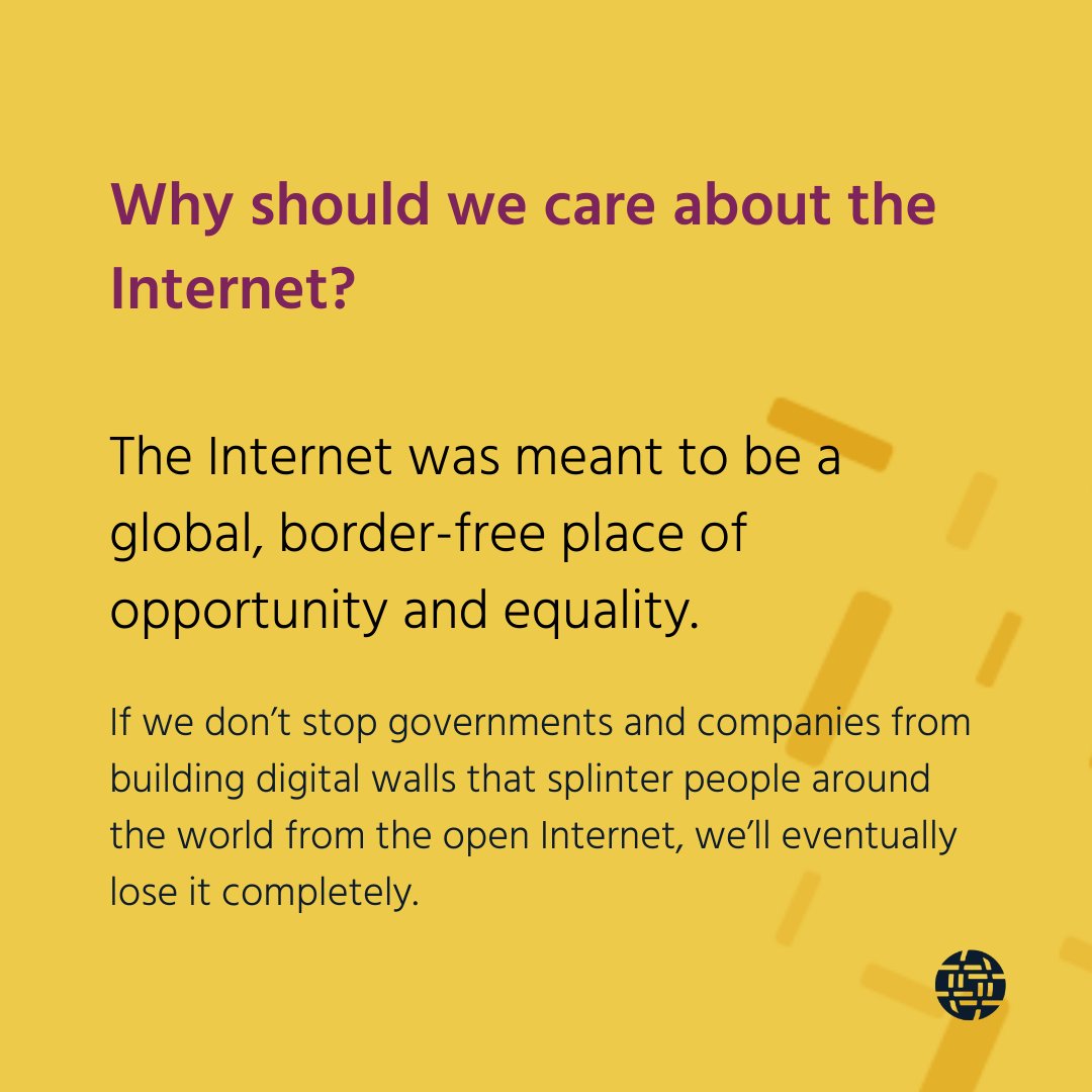 Your fragmented “access” to the Internet might mean:
🚫you can't talk with family in another country over the same app
🔗basic Internet functions like links meant to be free to use now cost money
🔓you aren’t allowed to use tools to keep your conversations and data private (4/6)