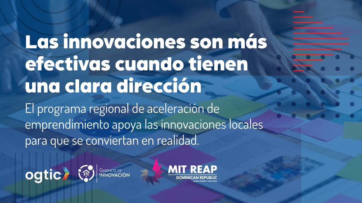 OGTICRDO's tweet image. ¿Ya conoces la metodología del MIT Reap?

La iniciativa #MITReap busca:

Comprender las fortalezas y debilidades del ecosistema de emprendimiento de la #RepúblicaDominicana.

#MIT
#Innovación