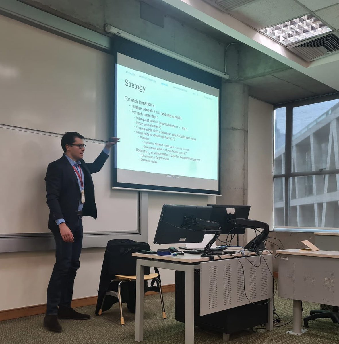 Continuing today with the contributions from #adapT-OR. Çiğdem Karademir presented our work on stochastic two-echelon routing problems for integrated water and land based systems. Breno A. Beirigo presented deep learning methods for water-taxi routing! #ifors2023