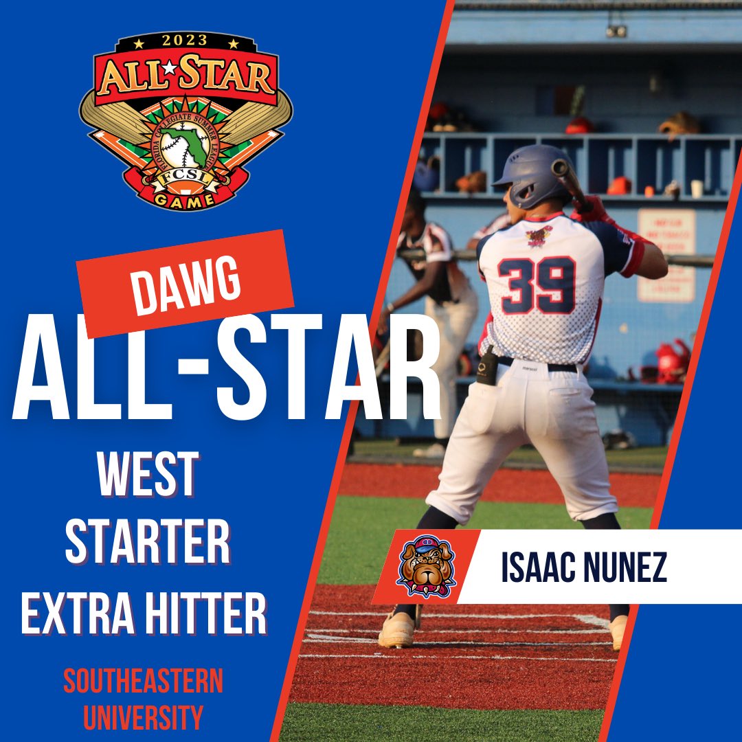 The Florida Leagues All-Star game is this Thursday at 7 p.m. at Sanford Memorial Stadium and these Dawgs get to be apart of it‼️ So proud of our Dawgs this season! Make sure to come out at 6 p.m. for the Homerun Derby with game to follow at 7🤩