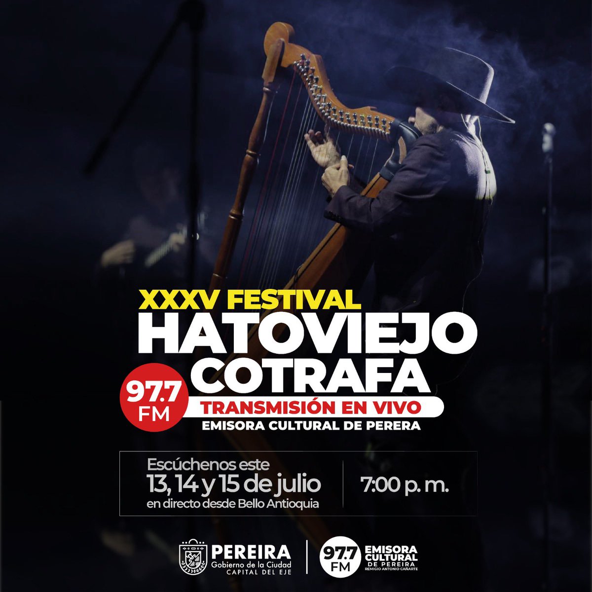 🤩¡La Emisora Cultural de Pereira hace presencia en el ‘XXXV FESTIVAL HATOVIEJO COTRAFA’! 🎶🎼

👉Conéctate con nosotros desde Bello, Antioquia en la transmisión en vivo a través del dial 97.7 F.M. #LaRadioQueLlevasEnElCorazón 📻❤️

#FestivalHatoviejoCotrafa #MásCultura