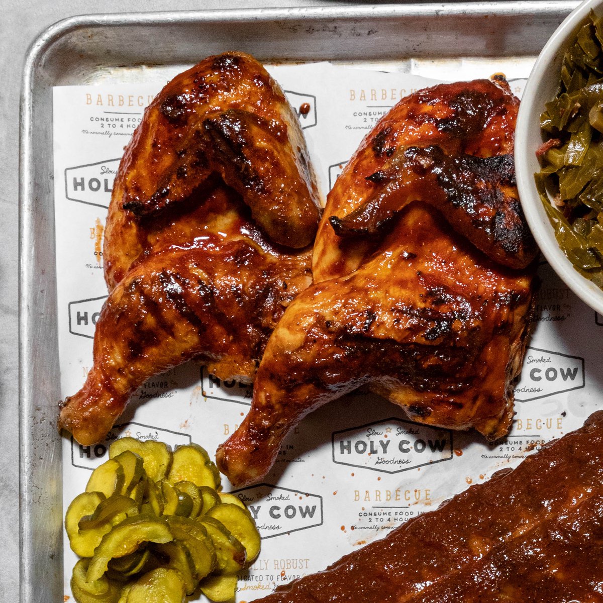 Our BBQ Chicken is slow-smoked, flame grilled, and slathered with our signature Q sauce🔥 A BBQ classic done right