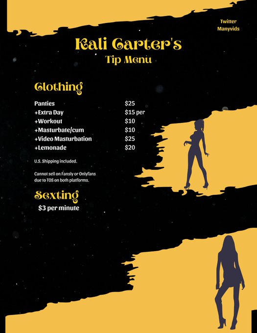 New tip menu. I will be adding premades in about a month or so. Twitter is one of the few places I sell<a href="/tag/usedpanties"class="tags"><span>#usedpanties</span></a><a href="/tag/tipmenu"class="tags"><span>#tipmenu</span></a><a href="/tag/onlyfansgirl"class="tags"><span>#onlyfansgirl</span></a><a href="/tag/fansly"class="tags"><span>#fansly</span></a>