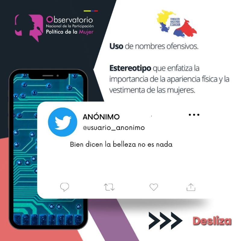 Obs_MujeresEc's tweet photo. 🚨Lanzamos nuestra voz de #ALERTA por la Violencia Política de Género en contra de la Candidata Vicepresidencial @dianajacome. Esto sucede en redes NO LO NORMALICEMOS. #SiTocanAUnaRespondemosTodas #SeguimosObservando https://t.co/dJFMA8jA5j