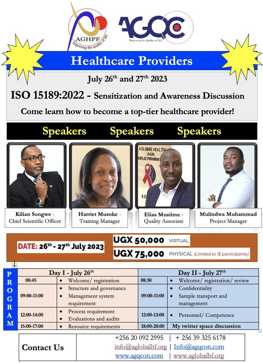 We can't wait to have you in this interesting workshop on the ISO 15189:2022. Please register through the link below to book your seat <a href="/KilianProf/">Prof. Kilian Songwe</a> <a href="/HuQAS/">Human Quality Assessment Services</a> <a href="/ASLM_News/">ASLM</a> 
Click to register: forms.gle/vBXKnchf5LPhDF…