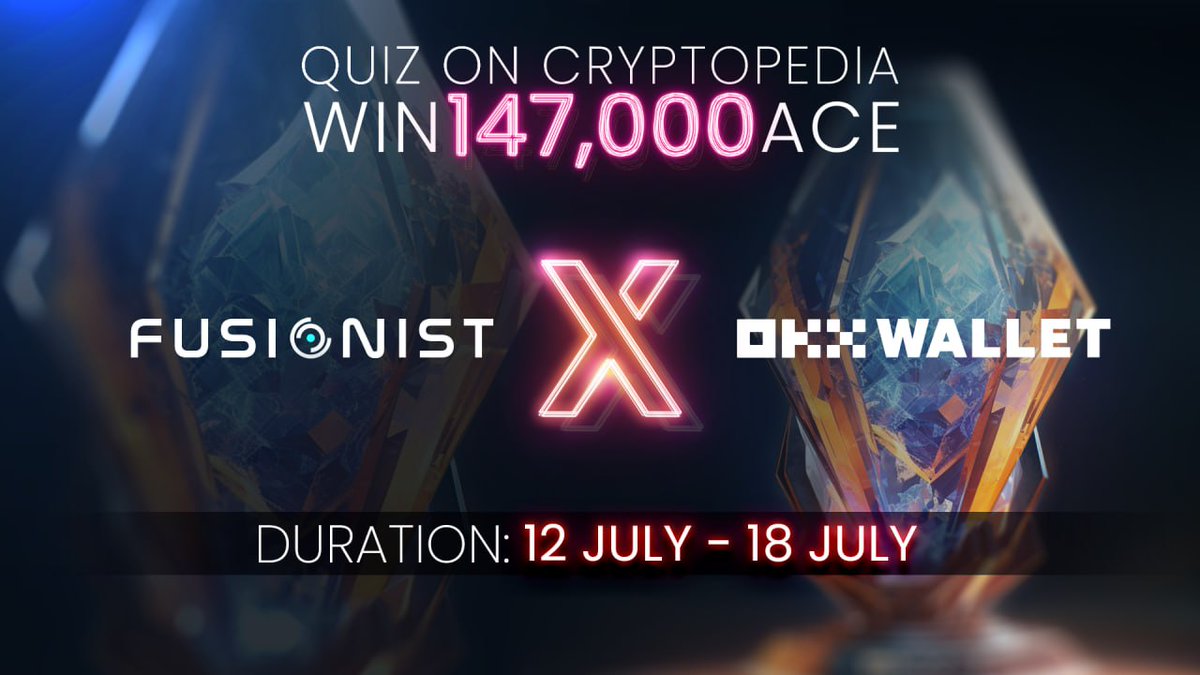 fusionistio's tweet photo. Announcing Cryptopedia Season 3 - whitelist collaboration with @okxweb3 wallet! 📢🔥

🎁 Prize pool: 147,000 $ACE 

⌛️ Duration: 7 days, from July 12th 2023, 00:00 - July 18th 2023, 23:59 (UTC+8) 

Get started here 👇
https://t.co/Ofvg32YePT https://t.co/3uAbVezAMA