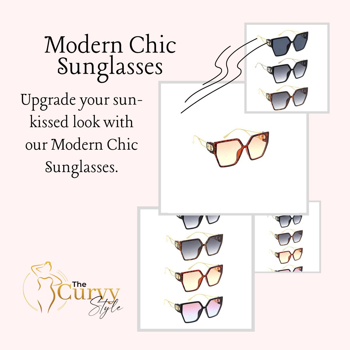 With their contemporary design and UV protection, you can embrace the sun while exuding confidence and timeless elegance. ☀️💫' Grab yours now & these shades will keep you looking effortlessly cool and stylish. 😎🌟' thecurvystyle.com/products/fbj2-… . #ModernChicSunglasses