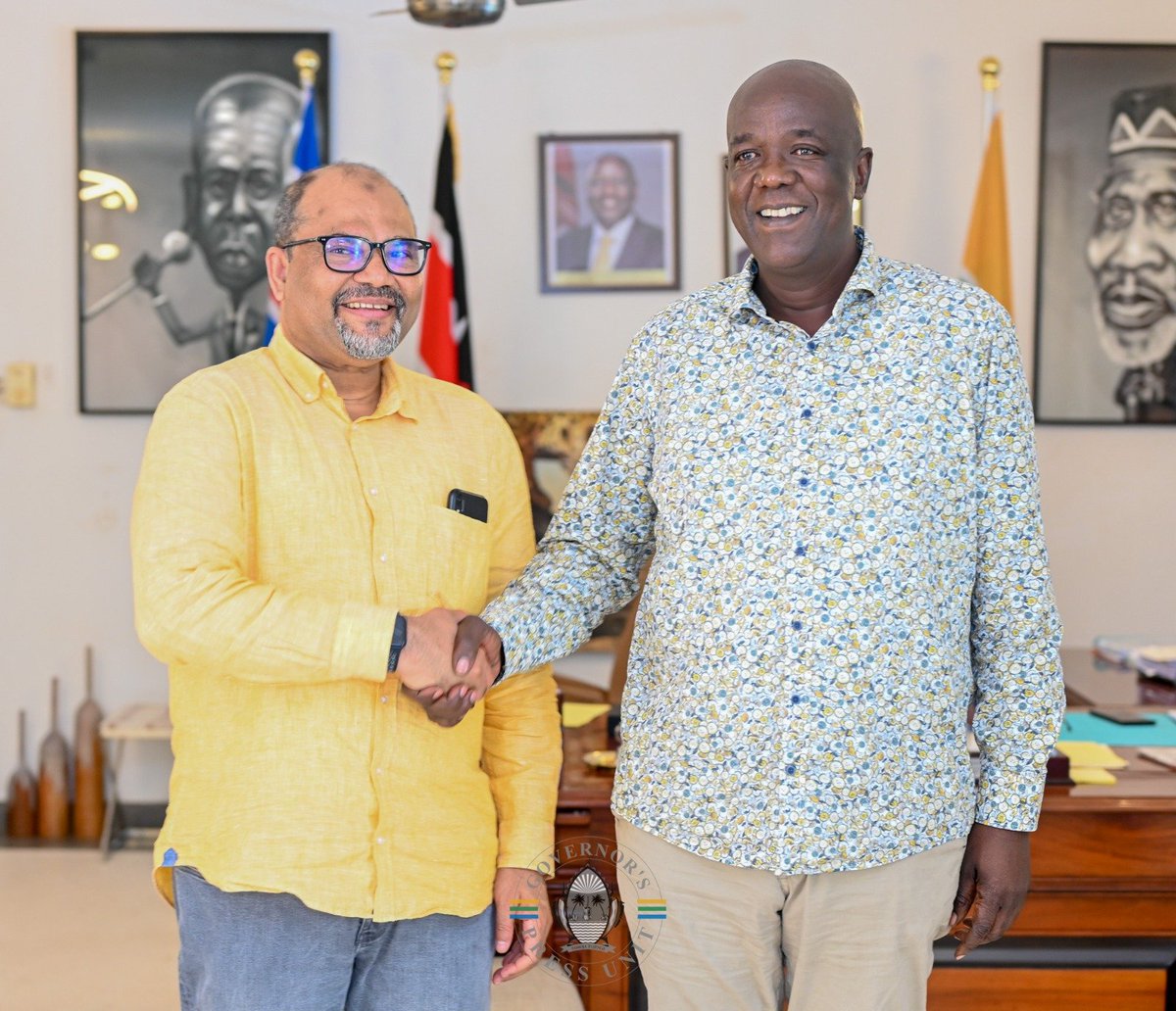 GideonMungaroM's tweet photo. Earlier today, Prof. Shaukat Abdulrazak, Director for Africa, International atomic energy agency (IAEA), paid me a courtesy call at my office. 

We are collaborating with Prof to establish a cancer treatment facility at the Kilifi Refferal hospital. https://t.co/YgaJQcco1m