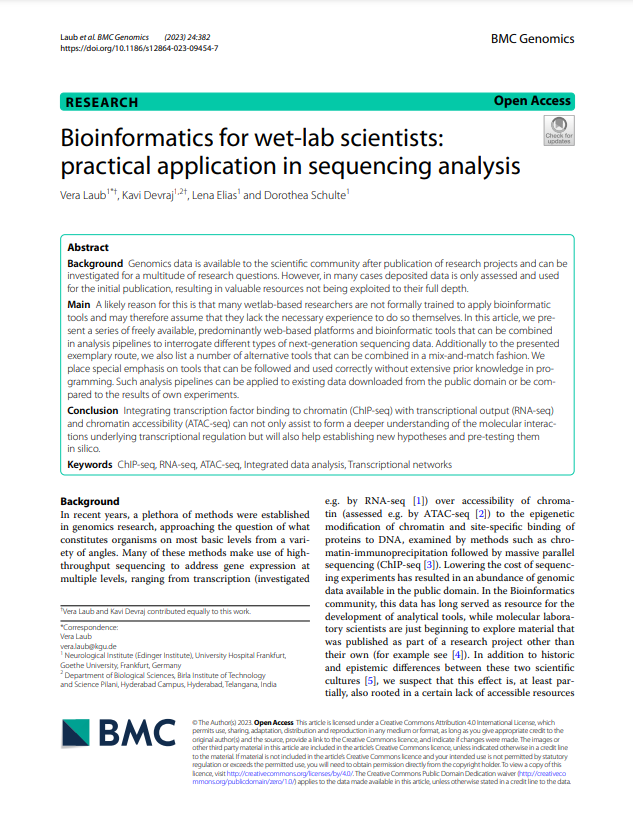 r2_platform's tweet photo. Pubmed citation 2363 for the #r2platform : Laub V et al  (2023). Bioinformatics for wet-lab #scientists: practical application in sequencing analysis. Published in BMC Genomics 24:382. https://t.co/3KSRGX9Ik2