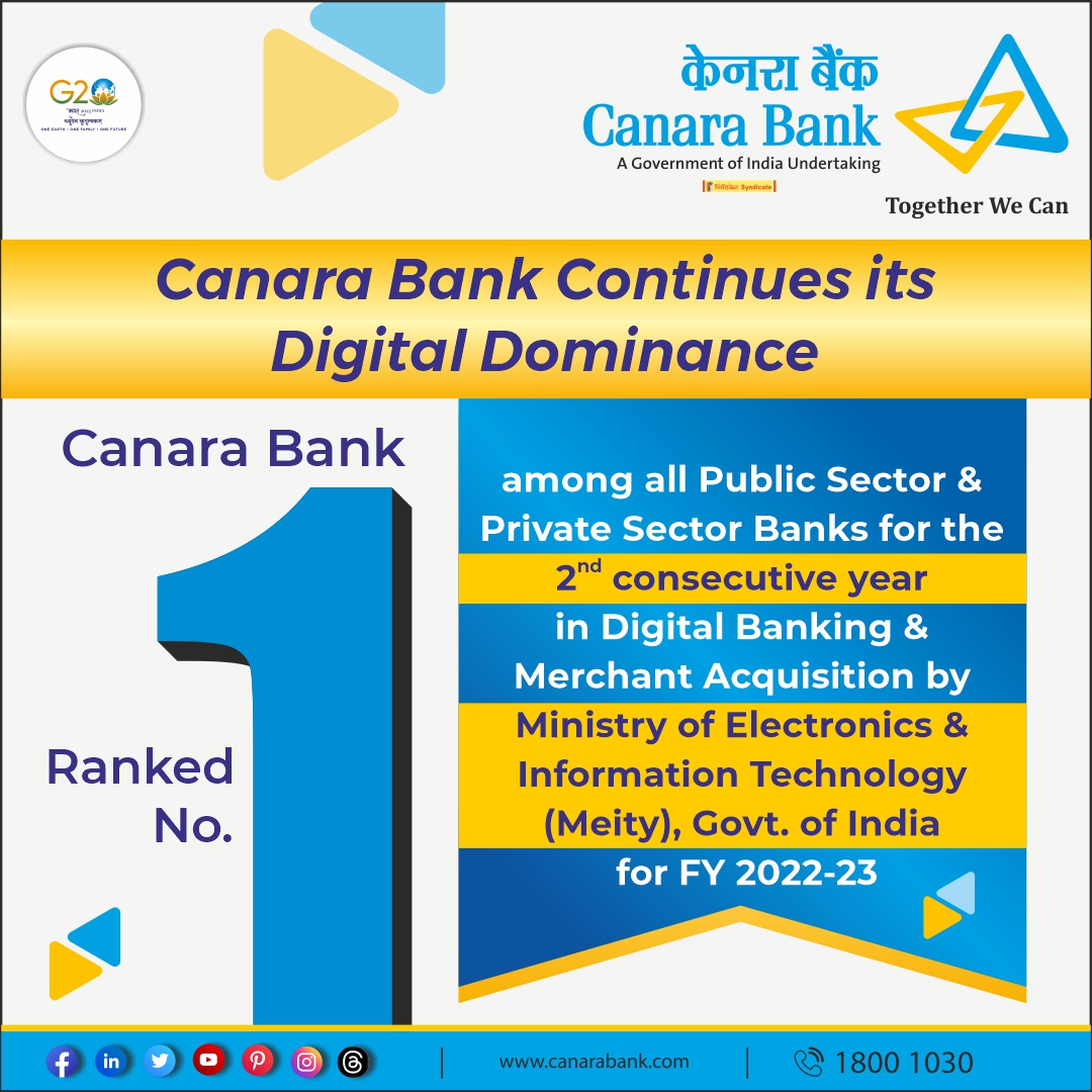 Canara Bank on Twitter "(1/2) We are proud to share that CanaraBank