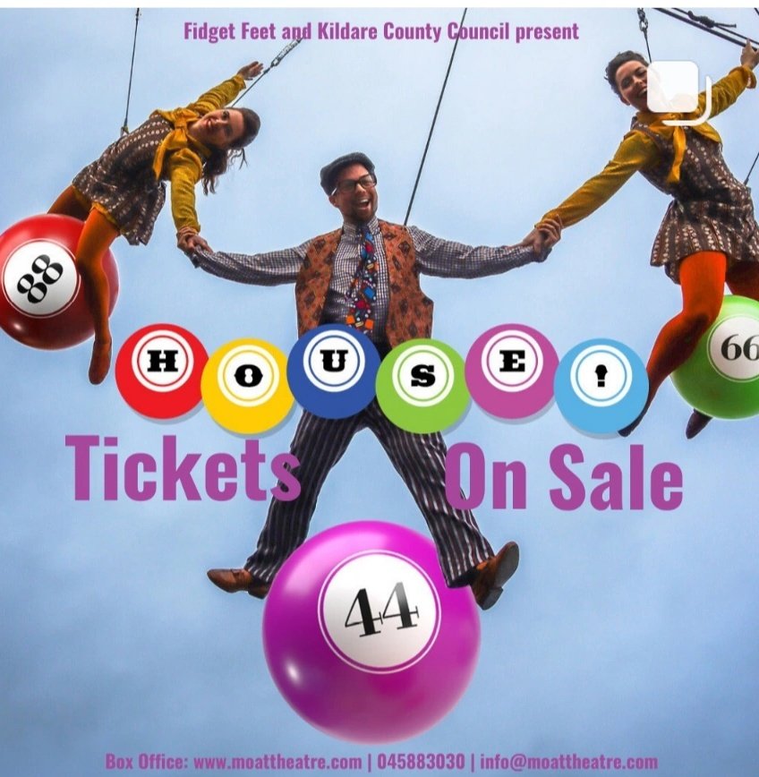 House! Naas Tickets on sale!! Drive in bingo, circus, theatre extravaganza!! Aug 26 & 27 1pm & 4pm Chill Dara Áras Car Park, Naas Funded by @artscouncil_ie Led by @ArtsInCoKildare Supported by @TipperaryArts @donegalcouncil Tickets 👇 moattheatre.com #house #fidgetfeet