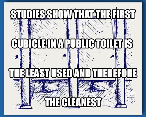 Plumbing Tip. Which stall do you choose in a public restroom? #plumbingtip #njplumber #publicbathroom