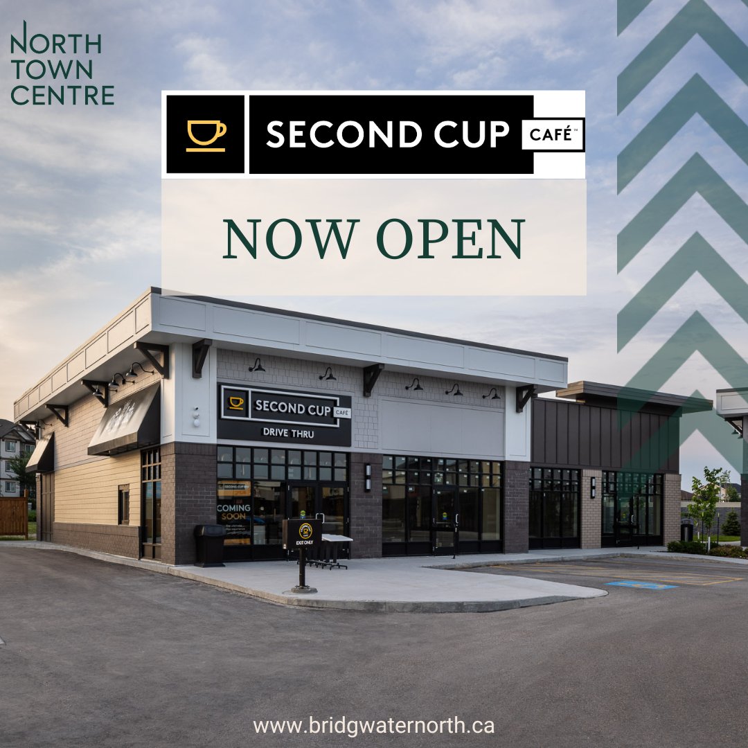 northtowncentre's tweet photo. NOW OPEN! Second cup is ready to serve you. Try out their delicious coffees, ice cream and more! Their hours are:

Monday to Friday, 6am-10pm
Saturday and Sunday, 7am-10pm

#bridgwater #Winnipegeats #localfood #development #leasing #NorthTownCentreWPG https://t.co/oo6gKRst0P