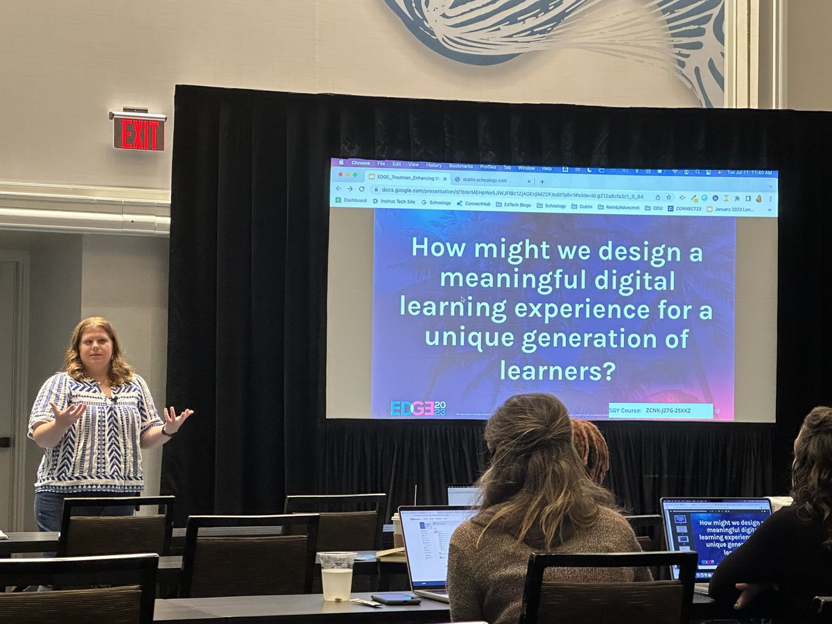KCantrell31's tweet image. Learning from @CTroutmanTech and thinking of how we need to be intentional with designing learning experiences for our CURRENT learners. #GenZ #GenX #edtech #EDGE2023 #teachnow #Schoology #PSEDGE