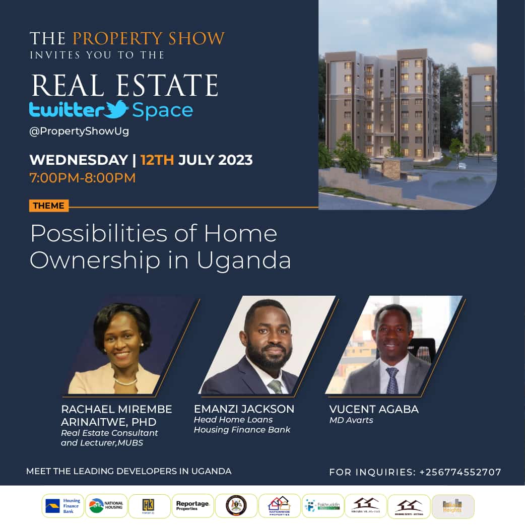 PropertyShowUg's tweet photo. We shall be having a twitter spaces tomorrow discussing " Possibilities of Home Ownership in Uganda." This will be a big one with respected and esteemed speakers, don't forget to set your alarms and tune in at exactly 7pm E.A.T https://t.co/mUyTRlo5k0