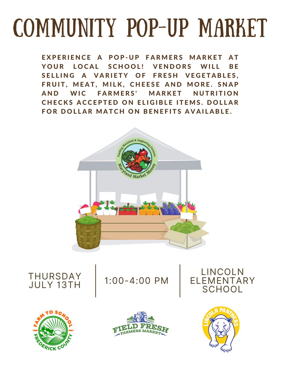 Excited for this awesome #partnership and opportunity to bring fresh #foodaccess to the #Frederick community. Dollar for dollar match on eligible benefits with #MarylandMarketMoney @FCPSMaryland @FredCityGovt @frednewspost @MikaylaNewtonTV #ForAHealthierTomorrow #ThriveTogether