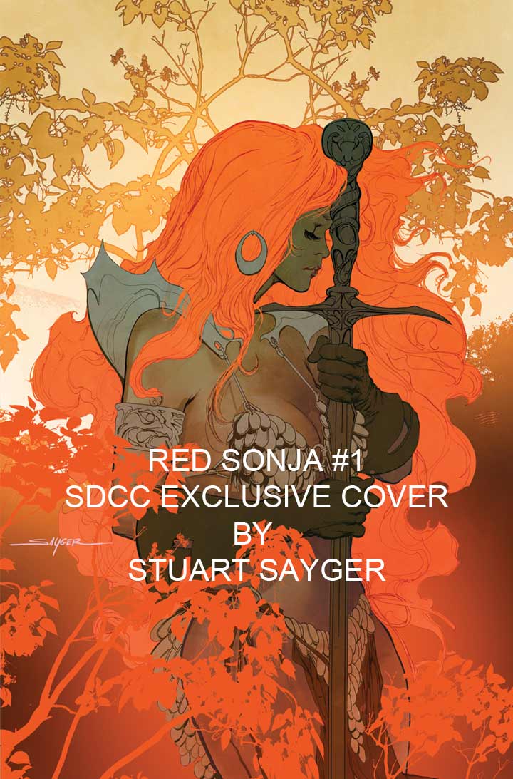 I'll be LIVE Thurs @ 8pm est on facebook and instagram with my 6 RED SONJA #1 exclusives for sale! and I'll preview many of the originals I'll have for sale at San Diego! Here is the 3rd cover reveal from this set! #stuartsayger #sdcc #sdccexclusive #redsonja #dynamitecomics