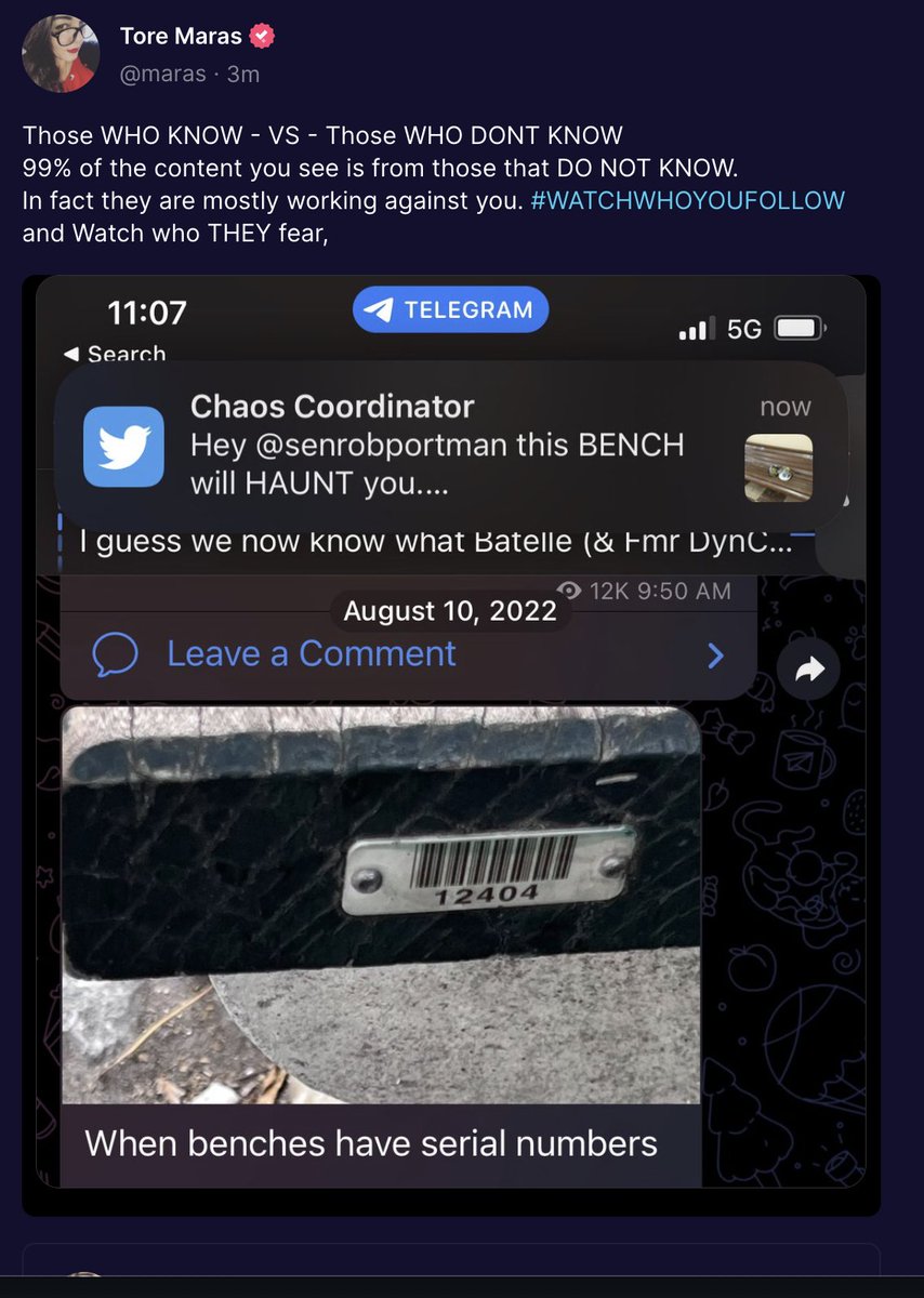 idontexistTore's tweet photo. Look who THEY fear. Look who THEY not dare speak of.
Look who THEY cower to. Tells you everything.
#watchwhoyoufollow misinfo "good ops" "bad ops" still OPS. #RespectfullySir FUCK THAT.
#KO to all you bottom-feeding thirsty clowns who grift.
#PlayerOneREADY https://t.co/yRlldGymw8