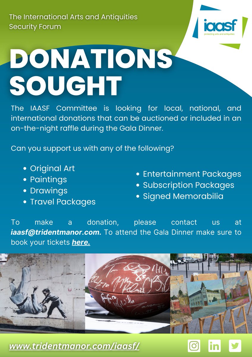 IAAS_Forum's tweet photo. 📣 Calling all #artists!
The aim of the IAASF Conference 2023 is to find as many ways we can to understand and support the Ukrainian cultural heritage and art sector. During the Gala Dinner, we will also be hosting an 'Art for Ukraine' auction. See the flyer below for more info! https://t.co/SaUivmaGLU