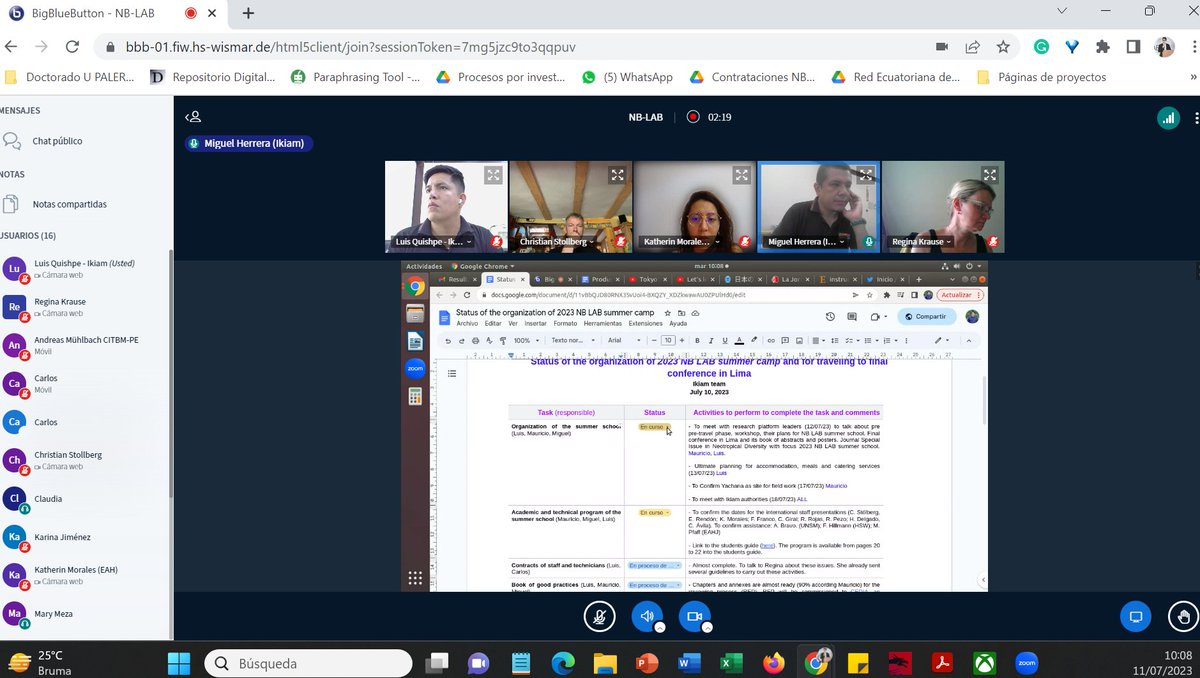 fill_the_cap's tweet photo. #Now
#NB_LAB montly meeting
@u_ikiam @UteCivil @EAHJena @HSWismarPresse
@UAM_Madrid @UNMSM_ @unapiquitos @MiguelQuishpe14 @biomauro_rtg https://t.co/UDsyhbwjtL