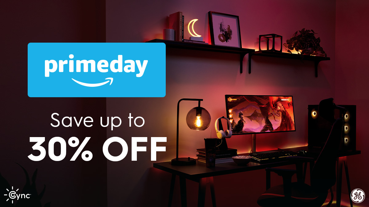 GELighting's tweet photo. Attention, #PrimeDay shoppers! Save up to 30% on select products including Dynamic Effects Light Strips and Extension Kits. (Yeah--you read that right!) Get the goods from @amazon: https://t.co/Dxj3YlZpjB #LifeInCync #SmartHome https://t.co/n4zrAxQWod