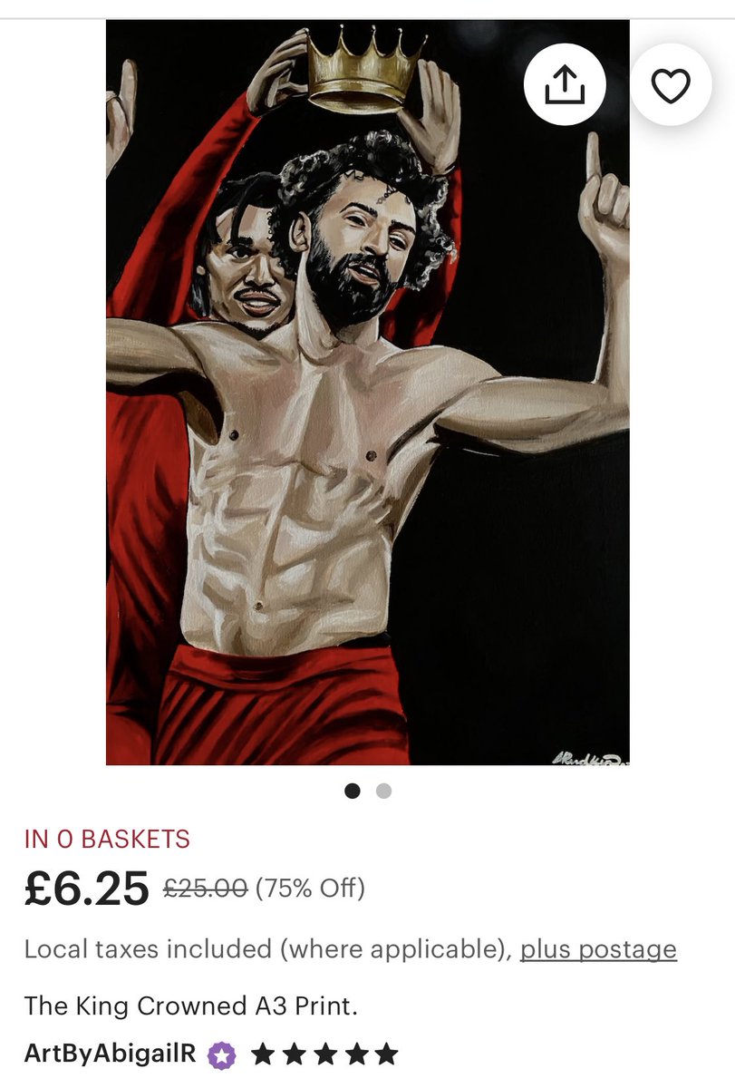 rudkin_abigail's tweet image. 75% OFF!!❤️

Clearance of my A3 The King Crowned painting prints 🎨. 

Down from £25 to £6.25! 

Order here: etsy.com/uk/listing/143…