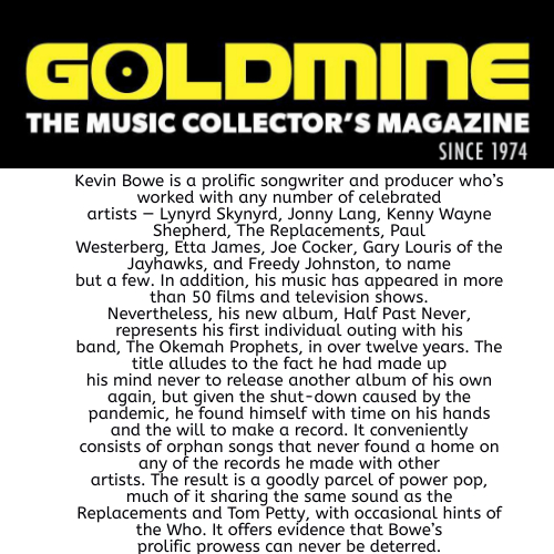 A nice review from the good people at Goldmine magazine for 'Half Past Never'!