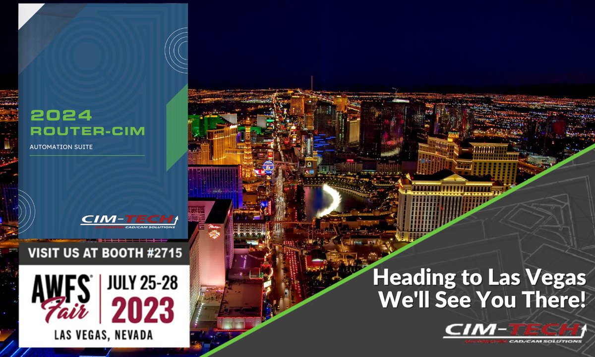 Cimtechsoftware's tweet image. What&apos;s new to CIM-TECH&apos;s Router-CIM 2024? Get a first-hand view of the upgrades, updates, and benefits at the AWFS Fair, July 25-28, in Las Vegas. Visit us at booth #2715! awfsfair.org

#CIMTECH #AWFS #AWFSFair2023 #RouterCIM #CNCmachining #IncreaseYield #ReduceWaste