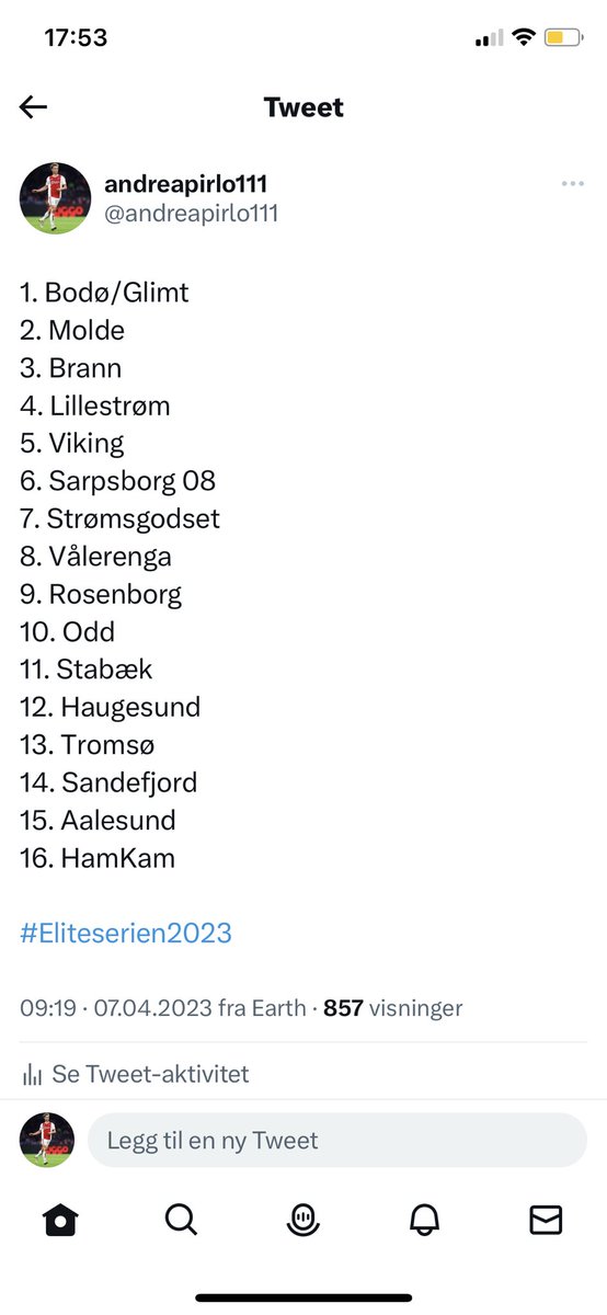 andreapirlo111's tweet photo. @emalmas Var det seriøst? RBK så jo skrekkelige ut før seriestart. https://t.co/7ufAFjxO9o