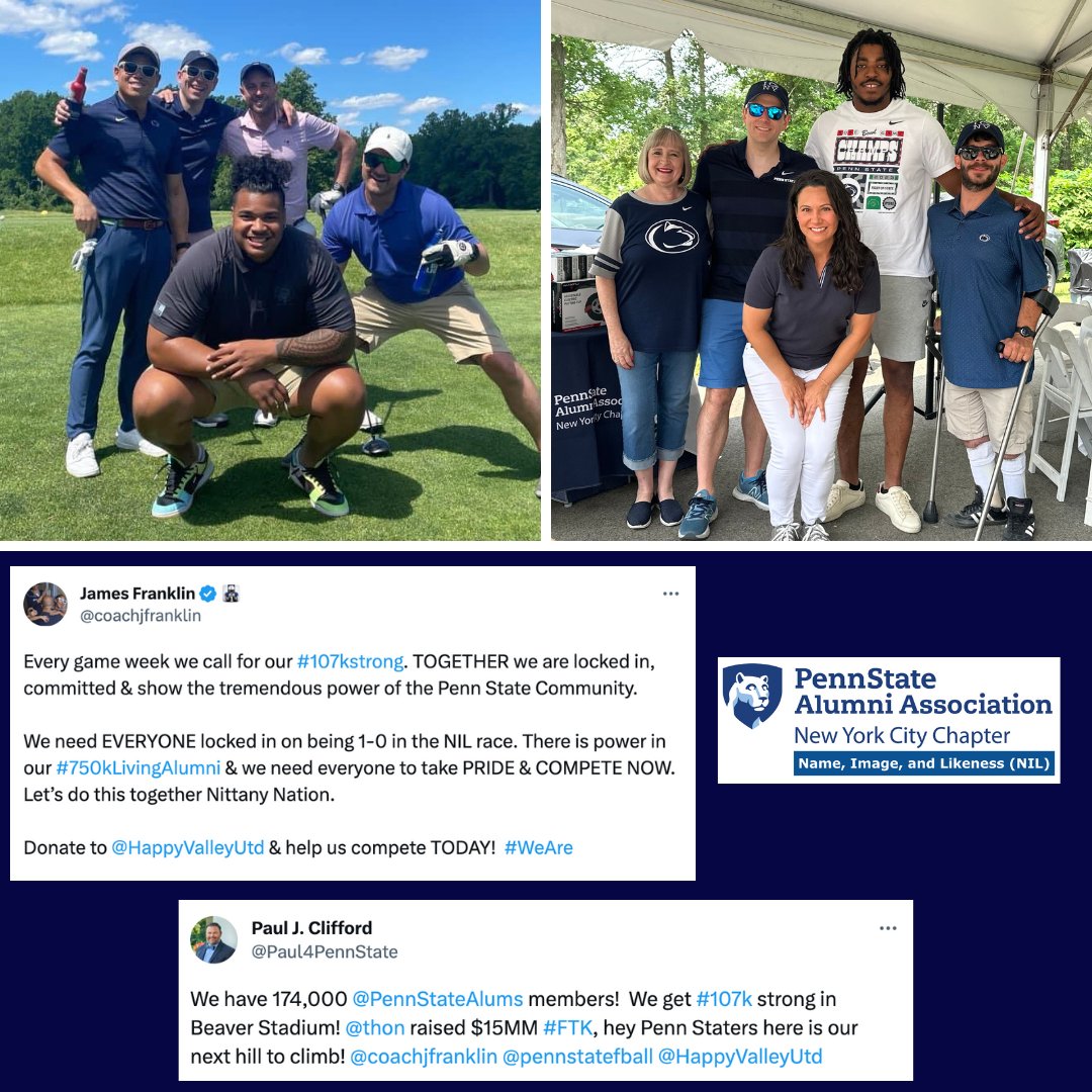 PSUNYC's tweet image. We join @coachjfranklin &amp;amp; @Paul4PennState in calling on our alumni to join the NIL race. We're the 1st to start our own NIL fund &amp;amp; we can help other chapters do the same. Let’s get all 174k PSAA members helping us compete &amp;amp; go 1-0 each week!
@pennstatefball @HappyValleyUtd #WeAre